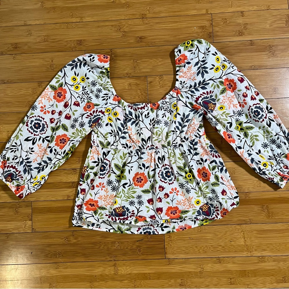 Velvet by Graham & Spencer Stass Floral Multicolor Floral Cotton Babydoll Blouse - Picture 11 of 13